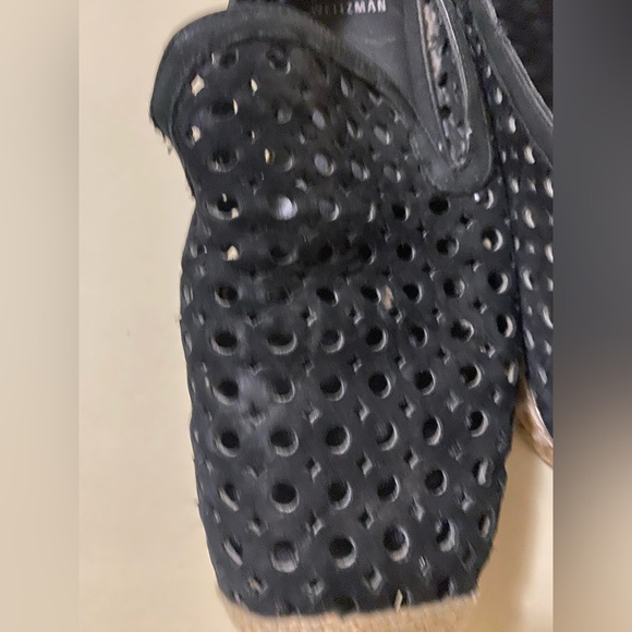 Stuart Weitzman Black Perforated Espadrille Loafers - Picture 6 of 7